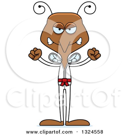 Clipart of a Cartoon Angry Karate Mosquito - Royalty Free Vector Illustration by Cory Thoman