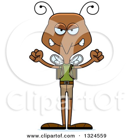 Clipart of a Cartoon Angry Mosquito Hiker - Royalty Free Vector Illustration by Cory Thoman