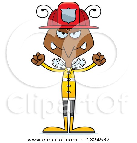 Clipart of a Cartoon Angry Mosquito Firefighter - Royalty Free Vector Illustration by Cory Thoman