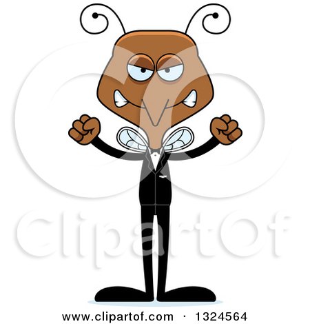 Clipart of a Cartoon Angry Mosquito Wedding Groom - Royalty Free Vector Illustration by Cory Thoman