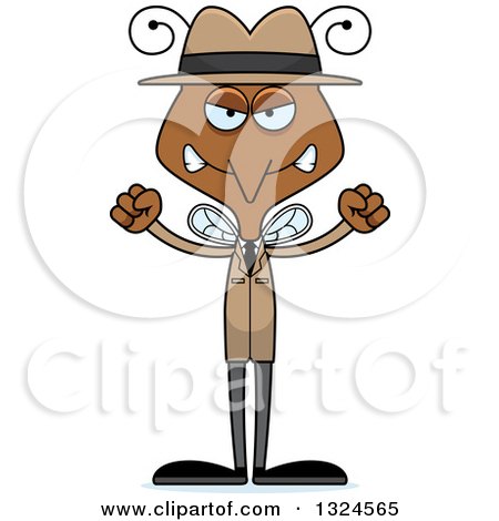 Clipart of a Cartoon Angry Mosquito Detective - Royalty Free Vector Illustration by Cory Thoman