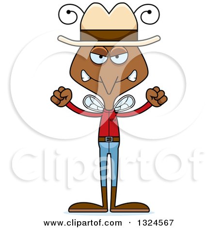 Clipart of a Cartoon Angry Mosquito Cowboy - Royalty Free Vector Illustration by Cory Thoman