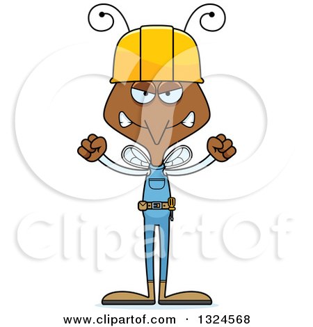 Clipart of a Cartoon Angry Mosquito Construction Worker - Royalty Free Vector Illustration by Cory Thoman