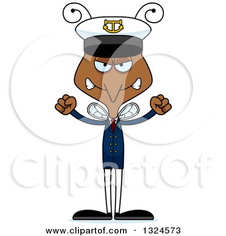 Clipart of a Cartoon Angry Mosquito Boat Captain - Royalty Free Vector Illustration by Cory Thoman