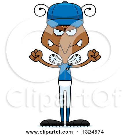 Clipart of a Cartoon Angry Mosquito Baseball Player - Royalty Free Vector Illustration by Cory Thoman