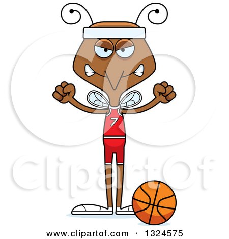 Clipart of a Cartoon Angry Mosquito Basketball Player - Royalty Free Vector Illustration by Cory Thoman