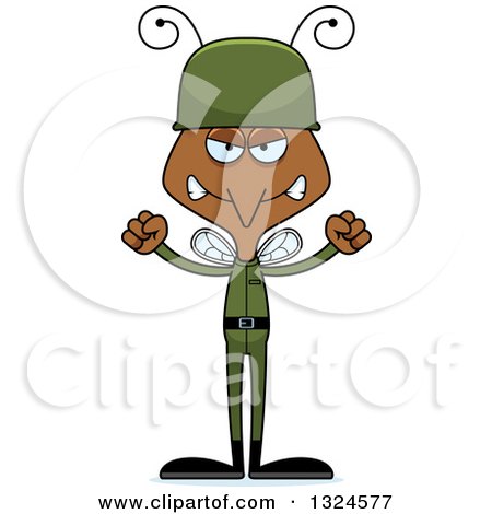 Clipart of a Cartoon Angry Mosquito Army Soldier - Royalty Free Vector Illustration by Cory Thoman
