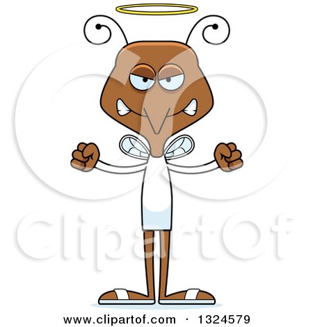 Clipart of a Cartoon Angry Mosquito Angel - Royalty Free Vector Illustration by Cory Thoman