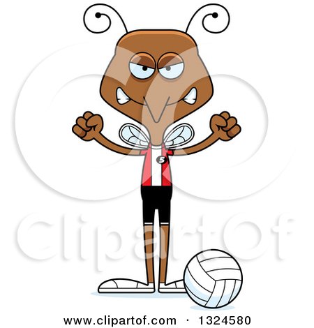 Clipart of a Cartoon Angry Mosquito Volleyball Player - Royalty Free Vector Illustration by Cory Thoman