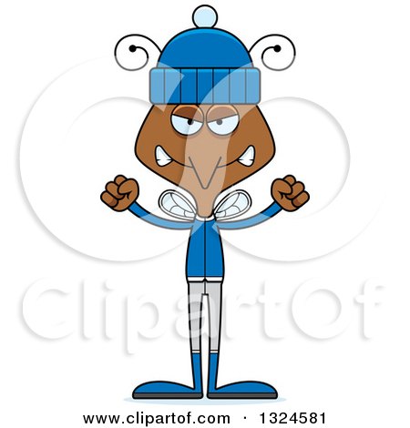 Clipart of a Cartoon Angry Mosquito in Winter Clothes - Royalty Free Vector Illustration by Cory Thoman