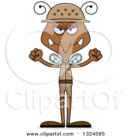 Clipart of a Cartoon Angry Mosquito Zookeeper - Royalty Free Vector Illustration by Cory Thoman