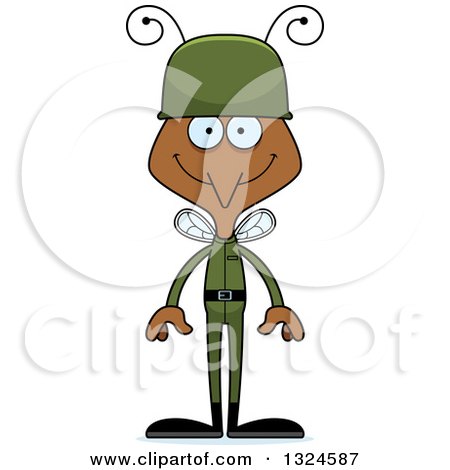 Clipart of a Cartoon Happy Mosquito Army Soldier - Royalty Free Vector Illustration by Cory Thoman