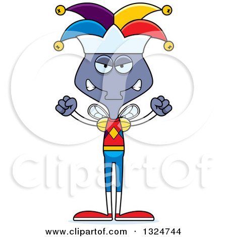 Clipart of a Cartoon Mad Housefly Jester - Royalty Free Vector Illustration by Cory Thoman