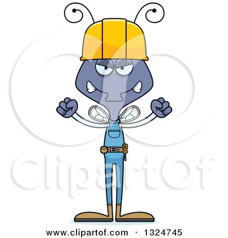 Clipart of a Cartoon Mad Housefly Contractor - Royalty Free Vector Illustration by Cory Thoman