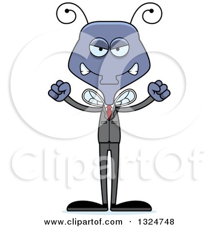 Clipart of a Cartoon Mad Business Housefly - Royalty Free Vector Illustration by Cory Thoman