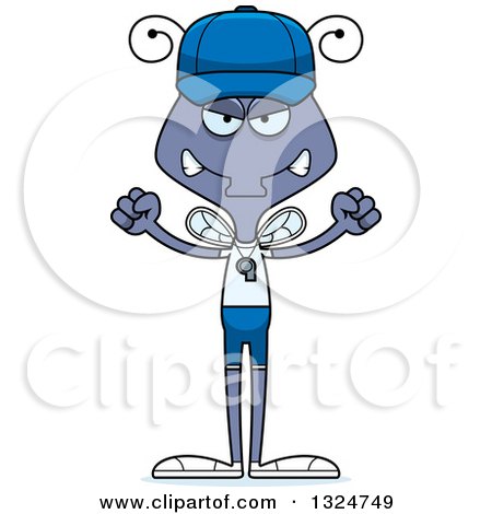 Clipart of a Cartoon Mad Housefly Sports Coach - Royalty Free Vector Illustration by Cory Thoman
