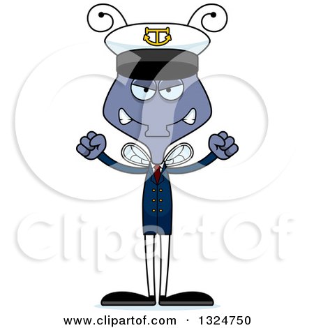 Clipart of a Cartoon Mad Housefly Boat Captain - Royalty Free Vector Illustration by Cory Thoman