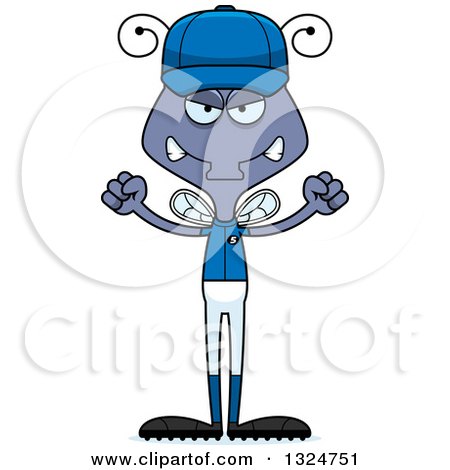 Clipart of a Cartoon Mad Housefly Baseball Player - Royalty Free Vector Illustration by Cory Thoman