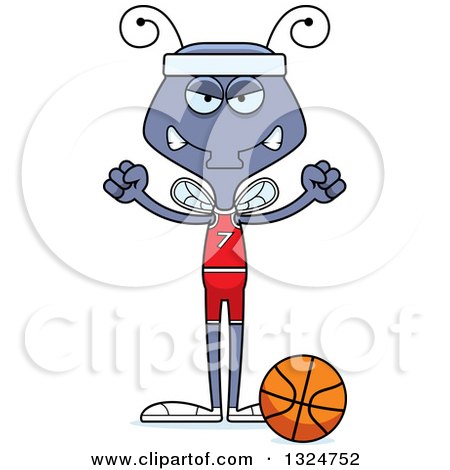 Clipart of a Cartoon Mad Housefly Basketball Player - Royalty Free Vector Illustration by Cory Thoman