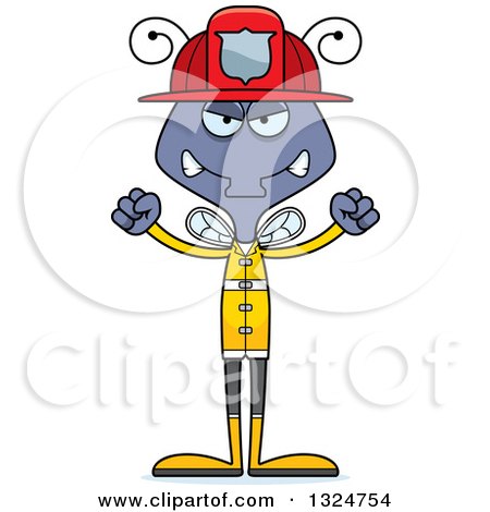 Clipart of a Cartoon Mad Housefly Firefighter - Royalty Free Vector Illustration by Cory Thoman