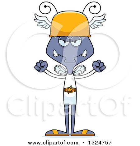 Clipart of a Cartoon Mad Housefly Hermes - Royalty Free Vector Illustration by Cory Thoman
