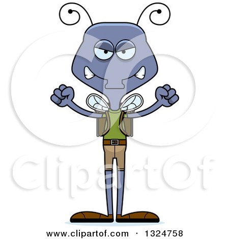 Clipart of a Cartoon Mad Housefly Hiker - Royalty Free Vector Illustration by Cory Thoman