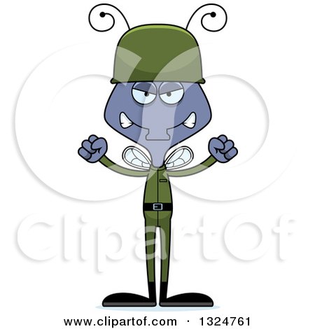 Clipart of a Cartoon Mad Housefly Soldier - Royalty Free Vector Illustration by Cory Thoman