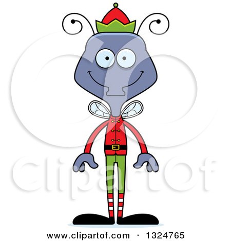 Clipart of a Cartoon Happy Housefly Christmas Elf - Royalty Free Vector Illustration by Cory Thoman