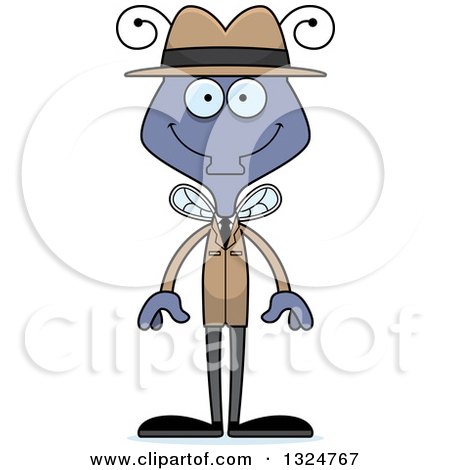 Clipart of a Cartoon Happy Housefly Detective - Royalty Free Vector Illustration by Cory Thoman