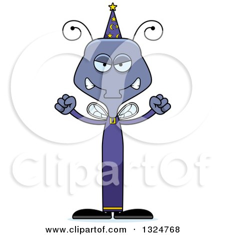 Clipart of a Cartoon Mad Housefly Wizard - Royalty Free Vector Illustration by Cory Thoman