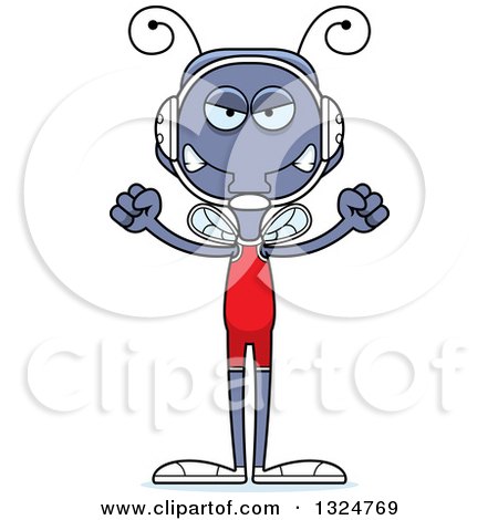 Clipart of a Cartoon Mad Housefly Wrestler - Royalty Free Vector Illustration by Cory Thoman