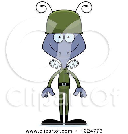 Clipart of a Cartoon Happy Housefly Soldier - Royalty Free Vector Illustration by Cory Thoman