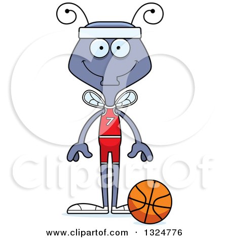 Clipart of a Cartoon Happy Housefly Basketball Player - Royalty Free Vector Illustration by Cory Thoman