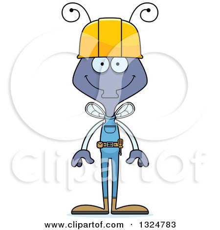 Clipart of a Cartoon Happy Housefly Contractor - Royalty Free Vector Illustration by Cory Thoman