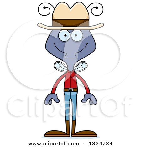Clipart of a Cartoon Happy Housefly Cowboy - Royalty Free Vector Illustration by Cory Thoman
