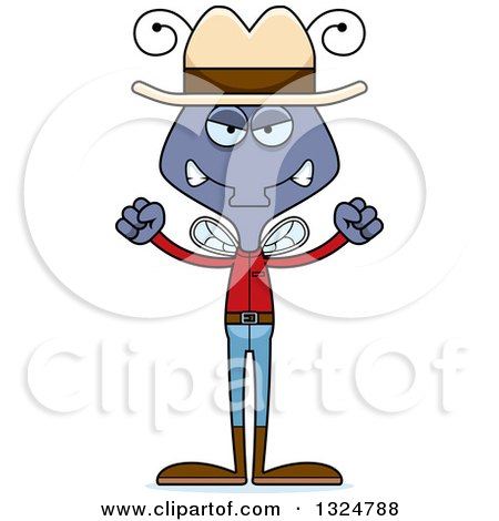 Clipart of a Cartoon Mad Housefly Cowboy - Royalty Free Vector Illustration by Cory Thoman
