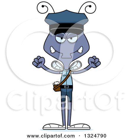 Clipart of a Cartoon Mad Housefly Mailman - Royalty Free Vector Illustration by Cory Thoman