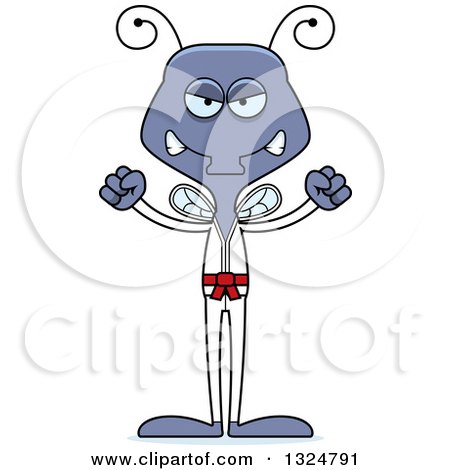 Clipart of a Cartoon Mad Karate Housefly - Royalty Free Vector Illustration by Cory Thoman