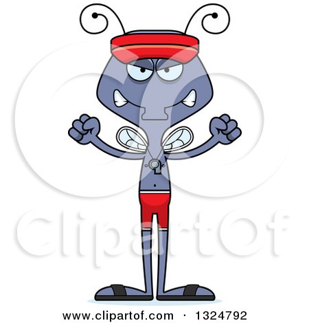 Clipart of a Cartoon Mad Housefly Lifeguard - Royalty Free Vector Illustration by Cory Thoman