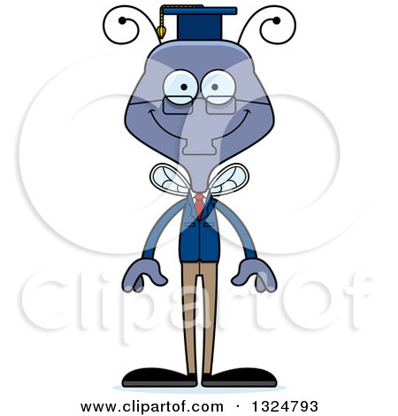 Clipart of a Cartoon Happy Housefly Professor - Royalty Free Vector Illustration by Cory Thoman