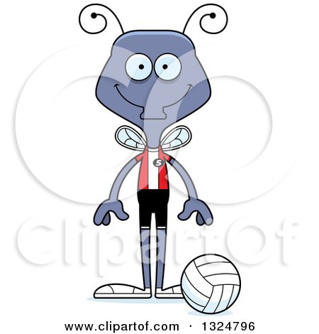 Clipart of a Cartoon Happy Housefly Volleyball Player - Royalty Free Vector Illustration by Cory Thoman