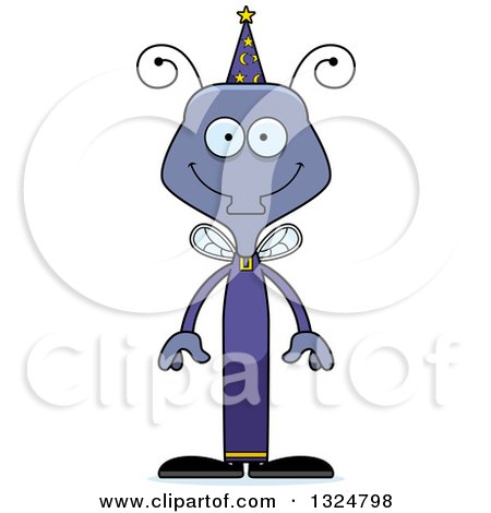 Clipart of a Cartoon Happy Housefly Wizard - Royalty Free Vector Illustration by Cory Thoman