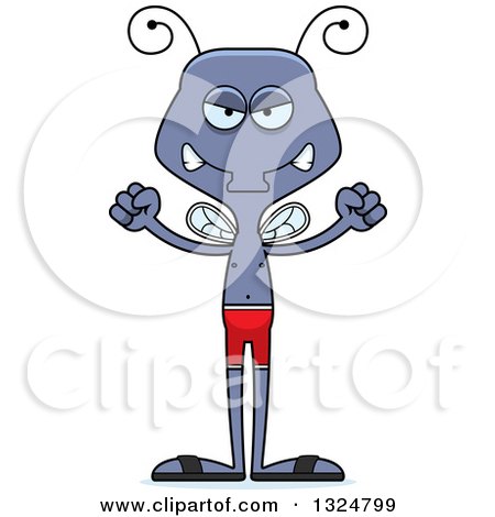 Clipart of a Cartoon Mad Housefly Swimmer - Royalty Free Vector Illustration by Cory Thoman