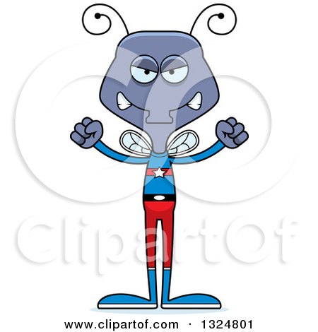 Clipart of a Cartoon Mad Housefly Super Hero - Royalty Free Vector Illustration by Cory Thoman