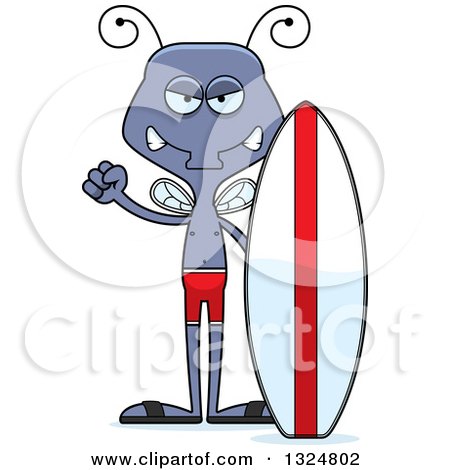 Clipart of a Cartoon Mad Housefly Surfer - Royalty Free Vector Illustration by Cory Thoman