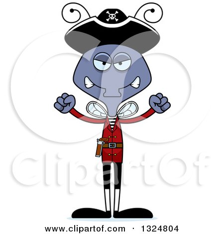 Clipart of a Cartoon Mad Housefly Pirate - Royalty Free Vector Illustration by Cory Thoman