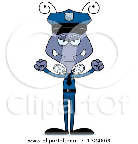 Clipart of a Cartoon Mad Housefly Police Officer - Royalty Free Vector Illustration by Cory Thoman
