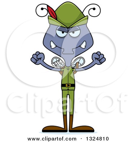 Clipart of a Cartoon Mad Housefly Robin Hood - Royalty Free Vector Illustration by Cory Thoman