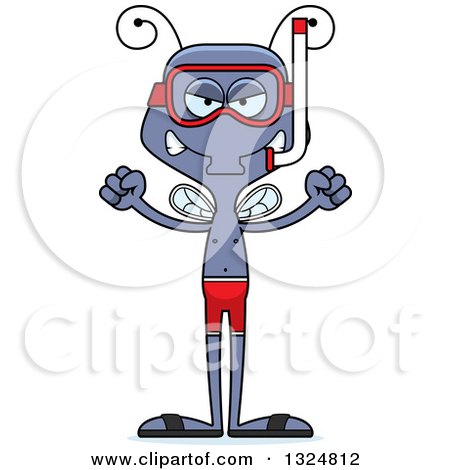 Clipart of a Cartoon Mad Housefly in Snorkel Gear - Royalty Free Vector Illustration by Cory Thoman