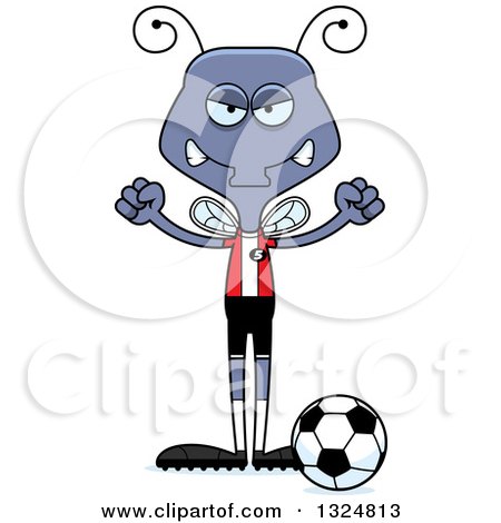 Clipart of a Cartoon Mad Housefly Soccer Player - Royalty Free Vector Illustration by Cory Thoman